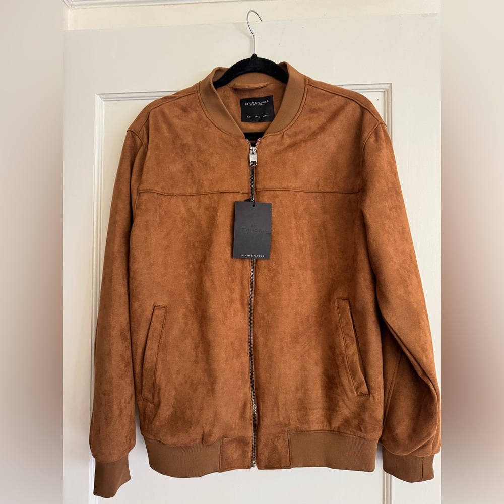 Denim & Flower Tan Bomber Jacket